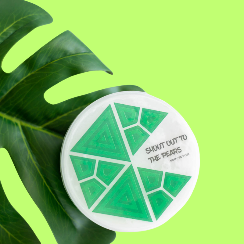 Swabuu Shoutout to the Pears body butter with pear and honey scent in a glass jar